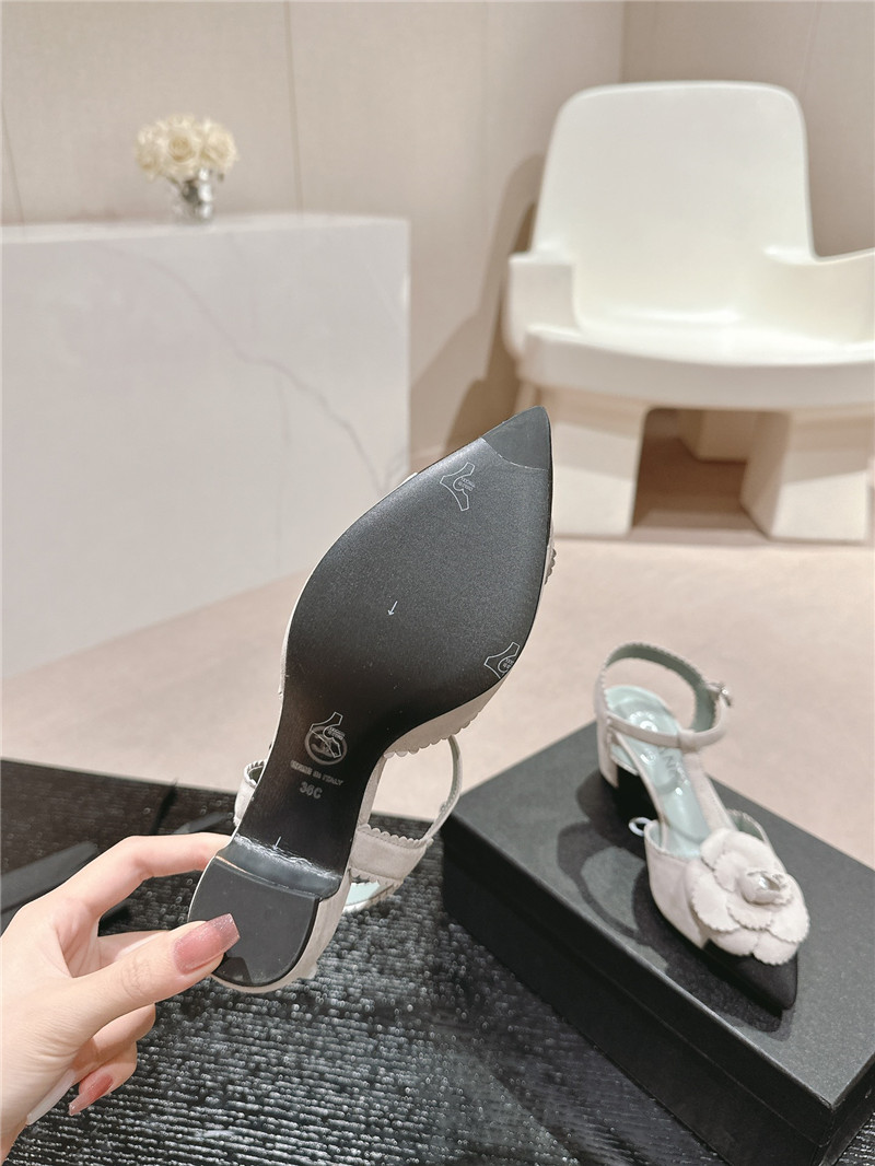 Ch**el camellia slingback flats white suede leather