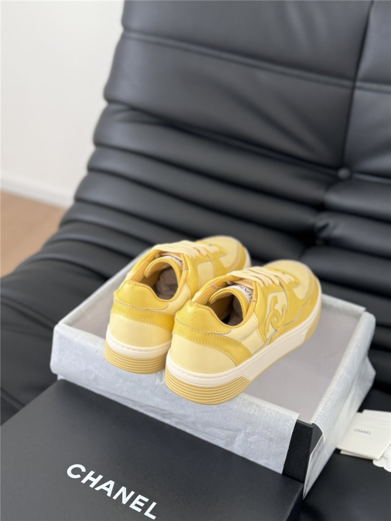 Ch**el yellow logo low top sneakers