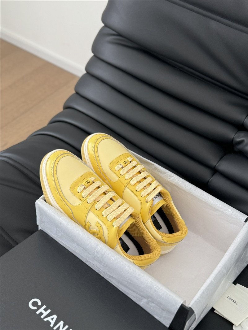 Ch**el yellow logo low top sneakers