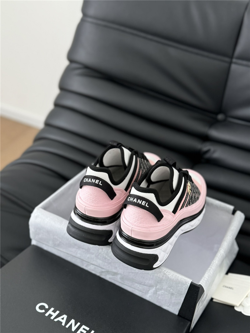 Ch**el logo suede calfskin sneakers in pink