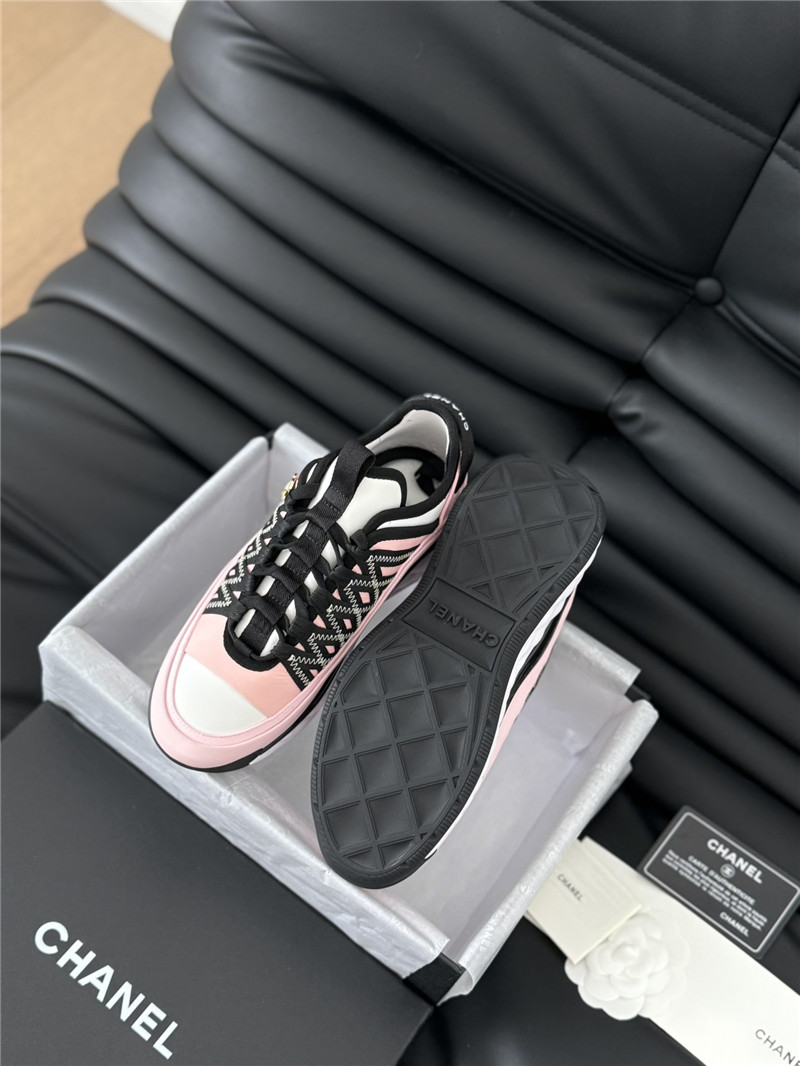 Ch**el logo suede calfskin sneakers in pink