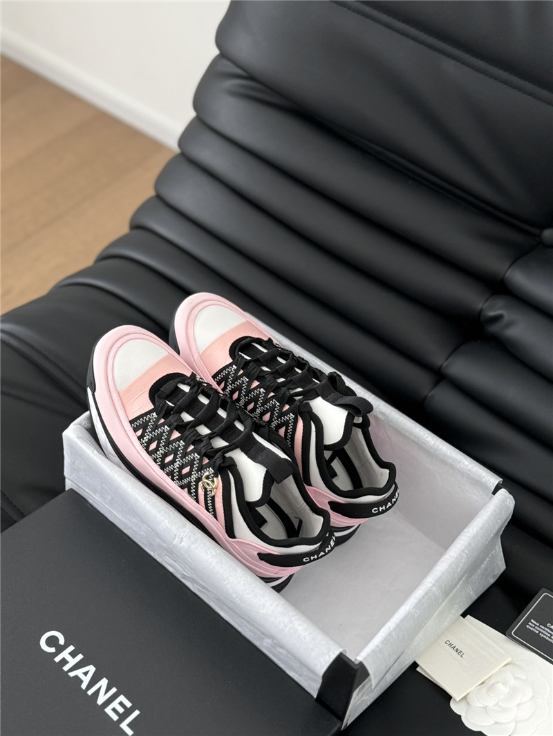 Ch**el logo suede calfskin sneakers in pink