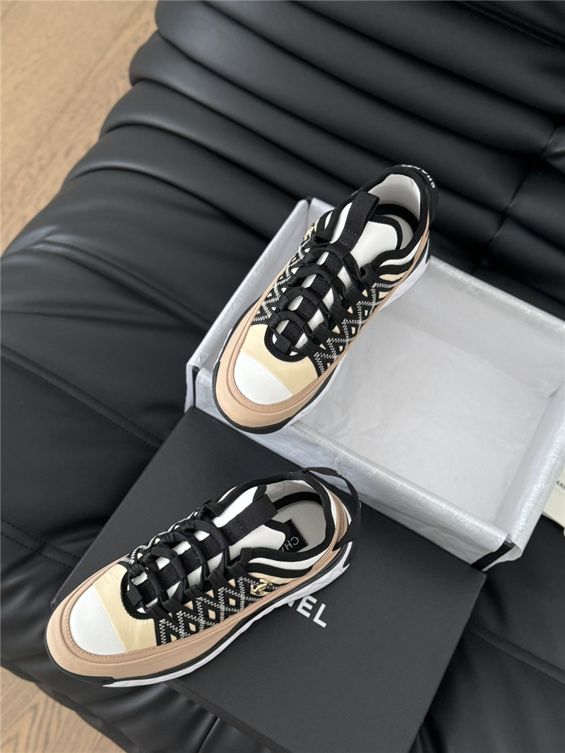 Ch**el logo suede calfskin sneakers in beige