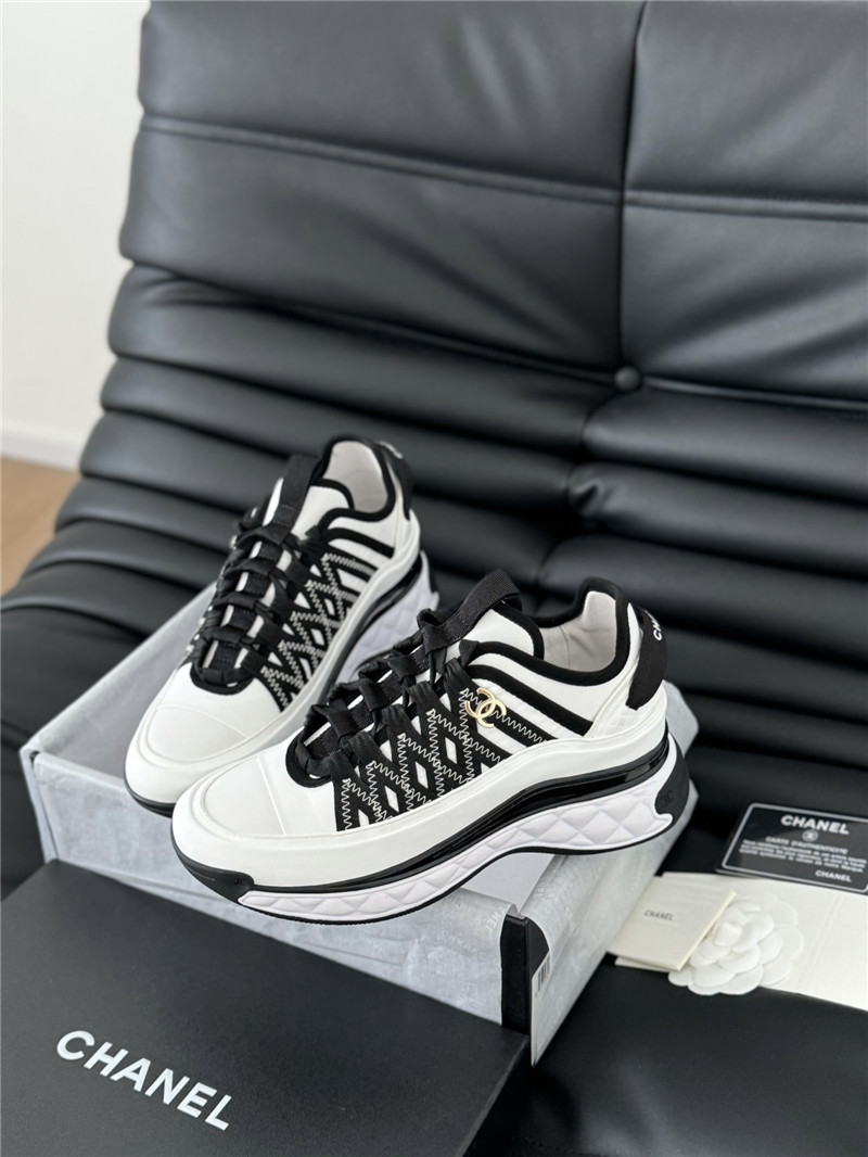 Ch**el logo suede calfskin sneakers