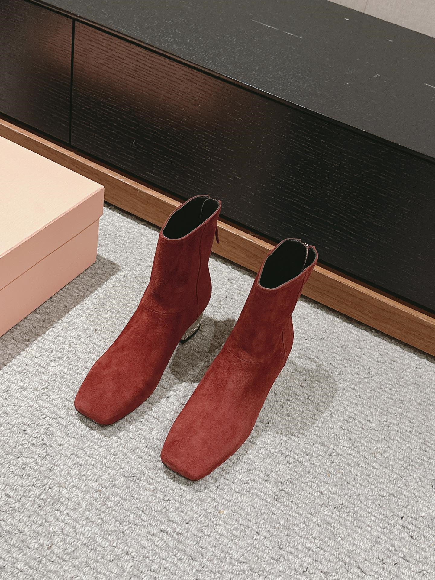 Miu Miu Women’s Burgundy Suede Ankle Boots