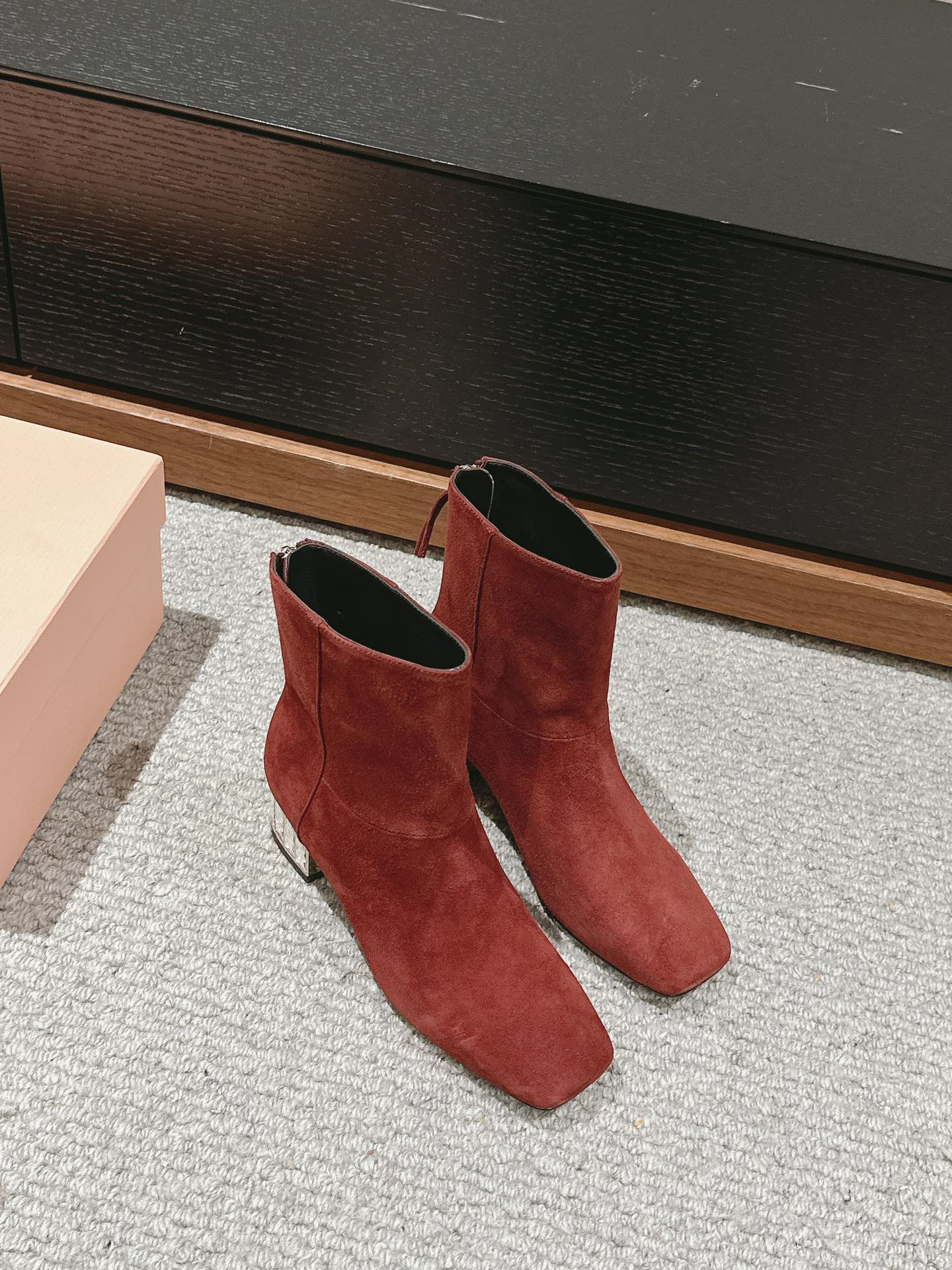 Miu Miu Women’s Burgundy Suede Ankle Boots