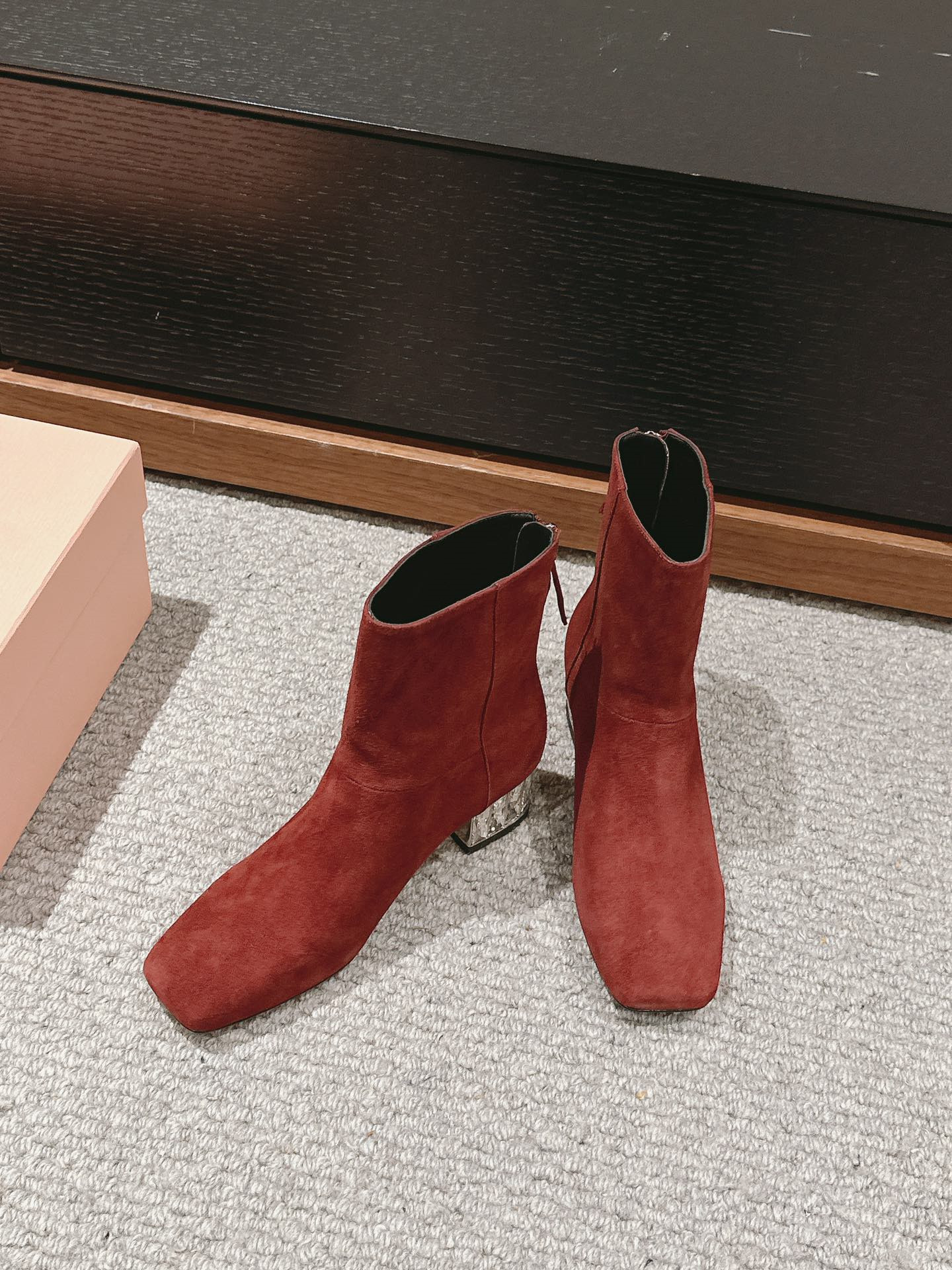 Miu Miu Women’s Burgundy Suede Ankle Boots