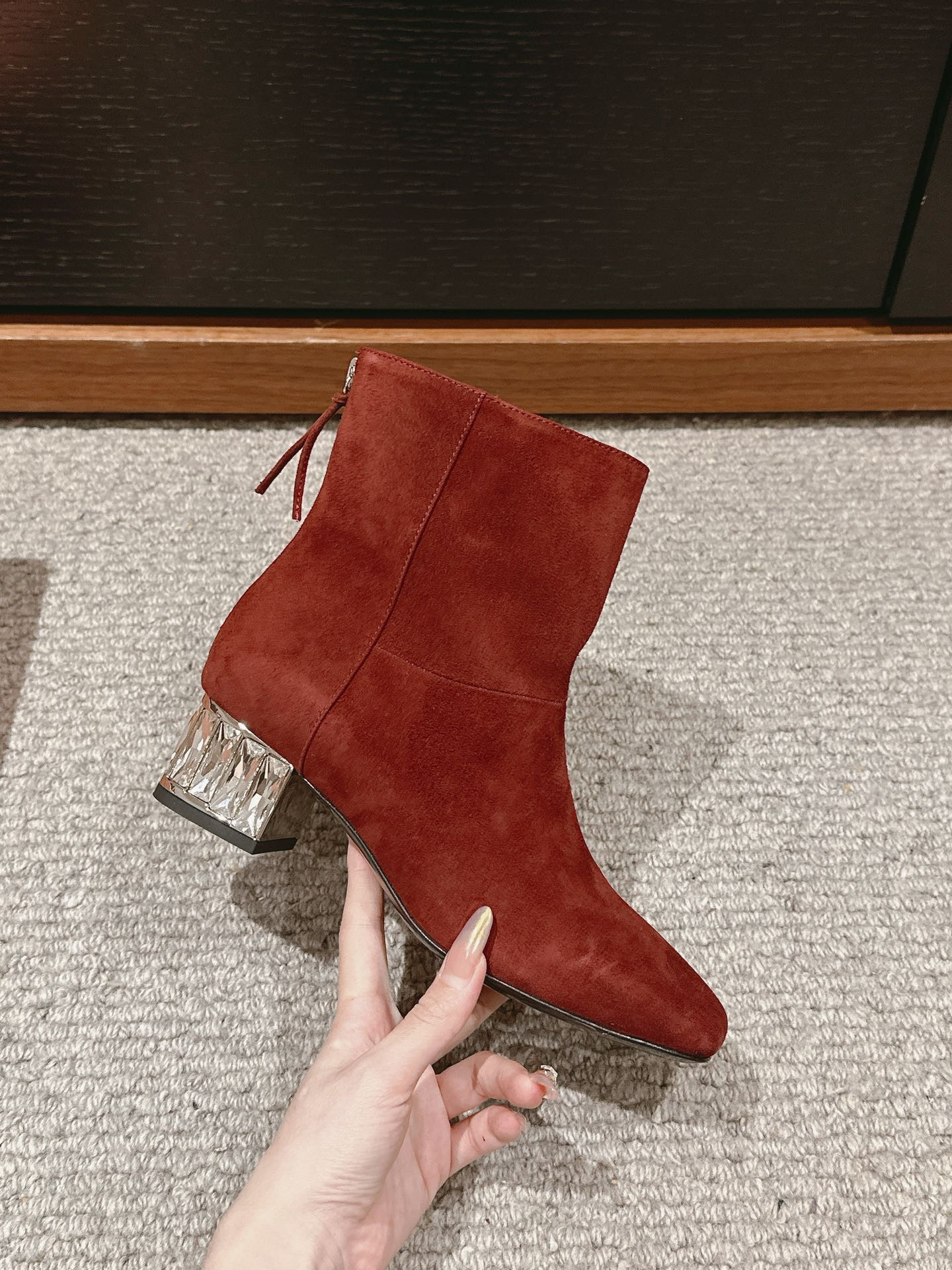 Miu Miu Women’s Burgundy Suede Ankle Boots