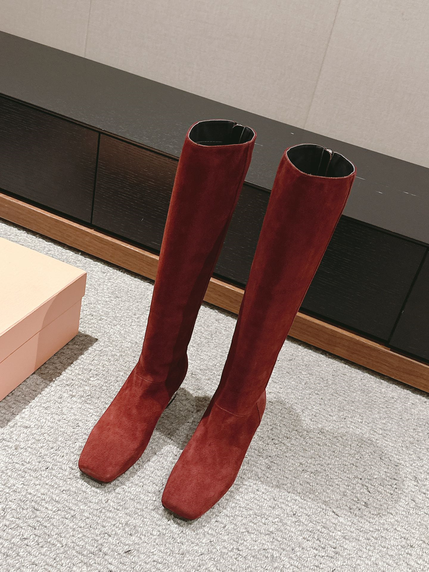 Miu Miu Women’s Burgundy Suede Keen High Boots