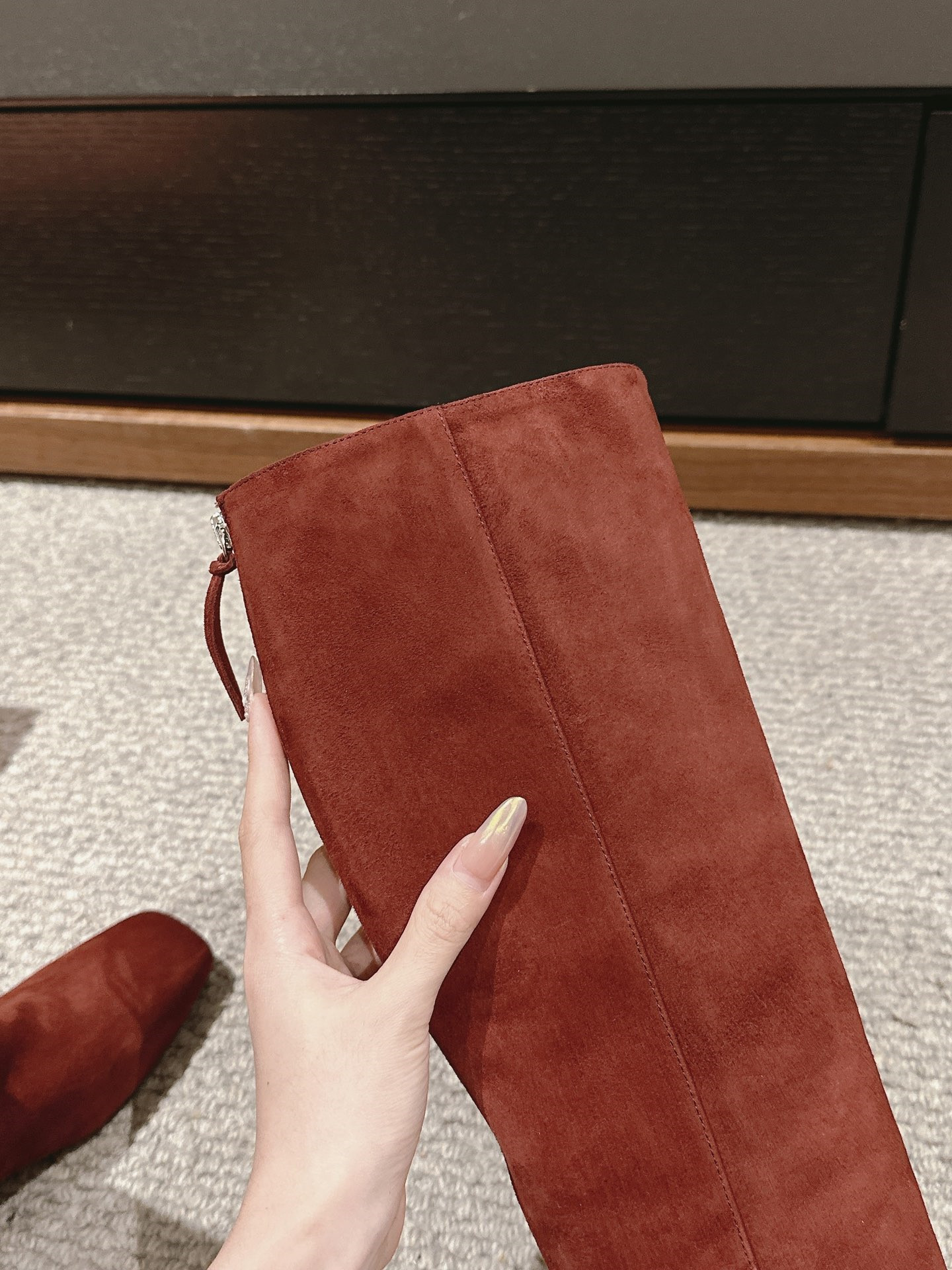 Miu Miu Women’s Burgundy Suede Keen High Boots