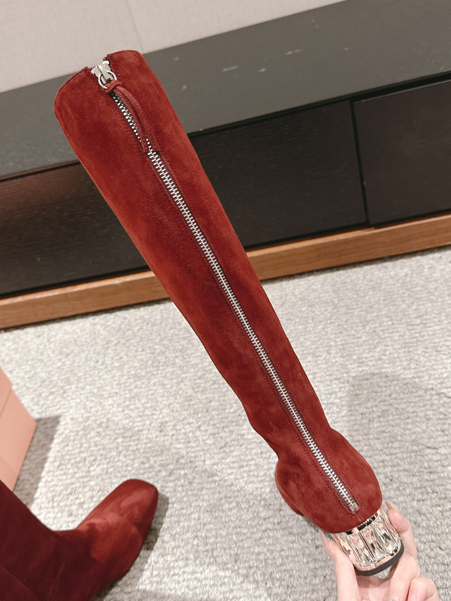 Miu Miu Women’s Burgundy Suede Keen High Boots