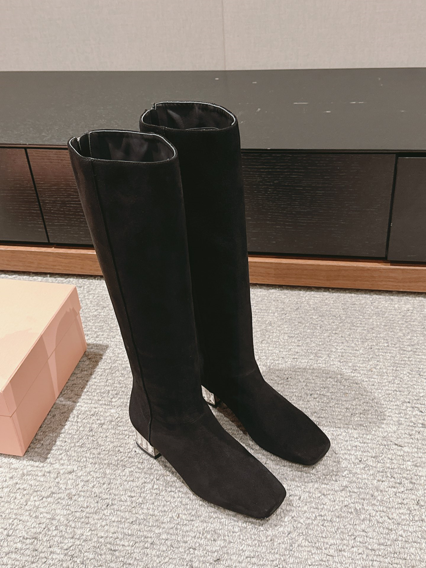 Miu Miu High Knee Black Suede Boots
