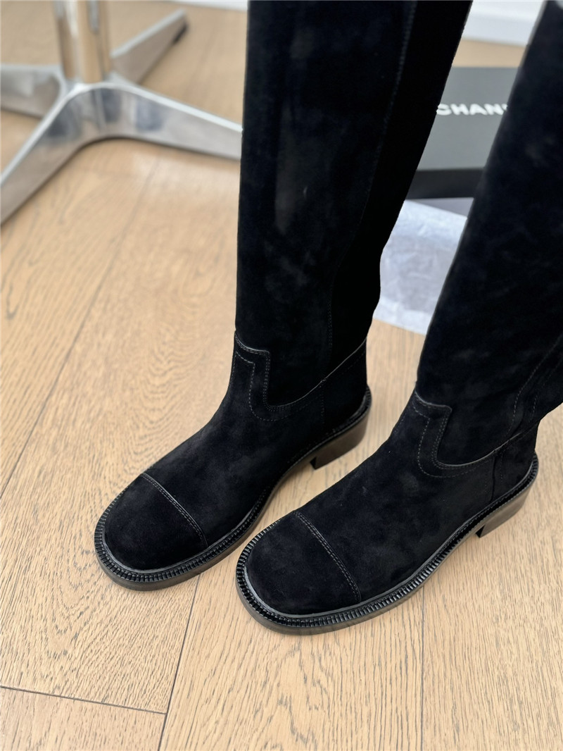 Ch**el logo suede knee-high boots