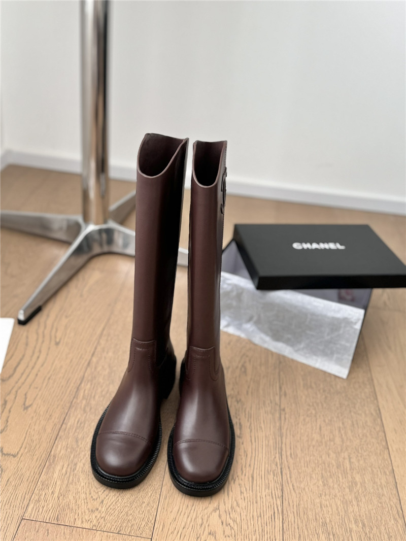 Ch**el logo knee-high boots for women
