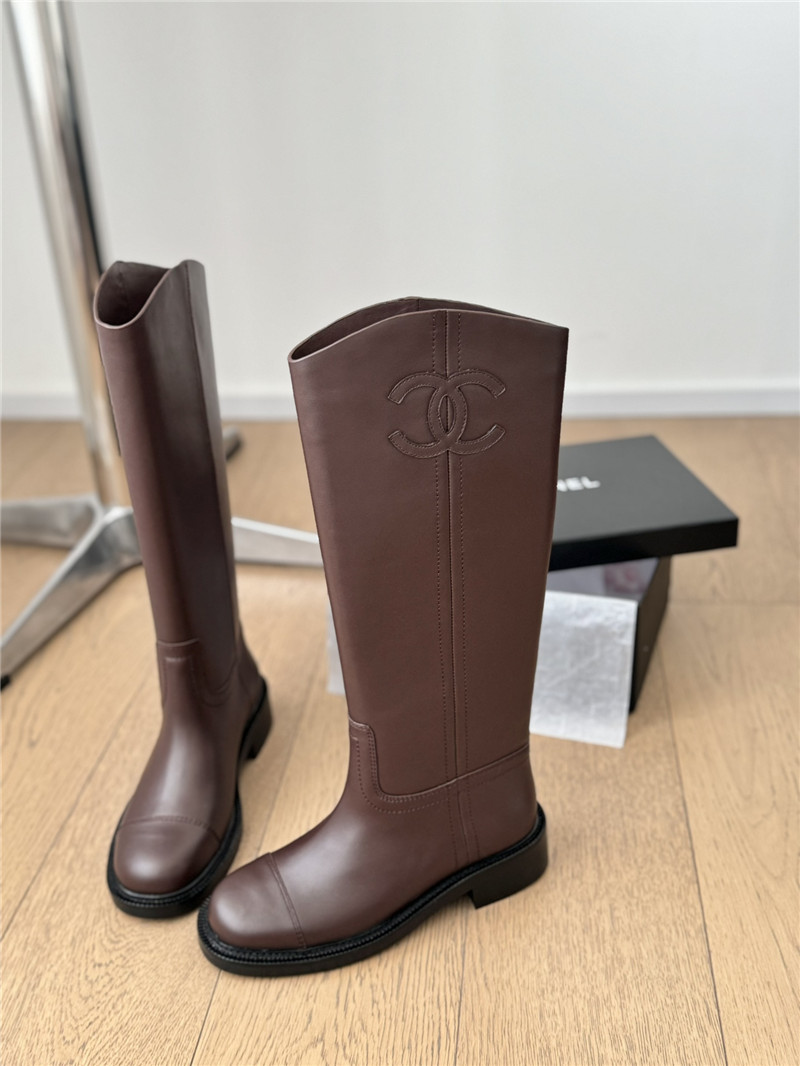Ch**el logo knee-high boots for women