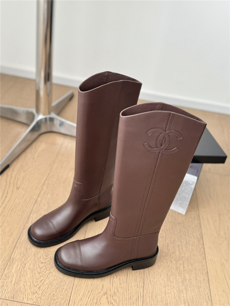 Ch**el logo knee-high boots for women