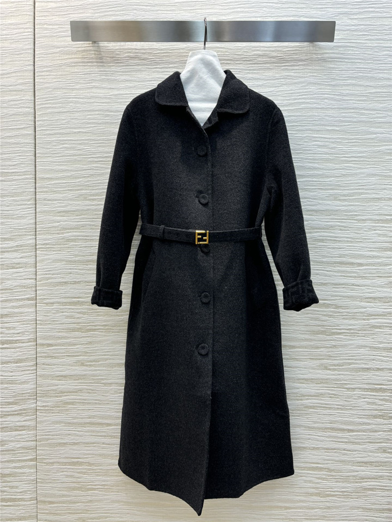 F**di logo jacquard lining lapel wool coat replicas clothes