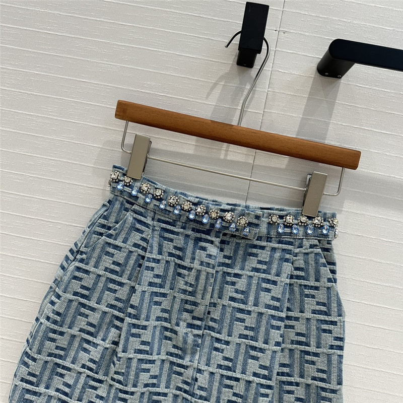 F**di light blue washed beaded skirt replica clothing sites