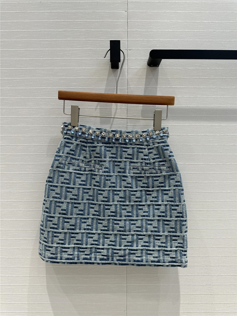 F**di light blue washed beaded skirt replica clothing sites