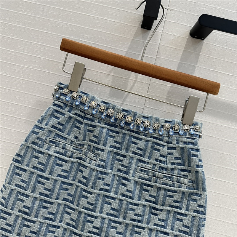 F**di light blue washed beaded skirt replica clothing sites