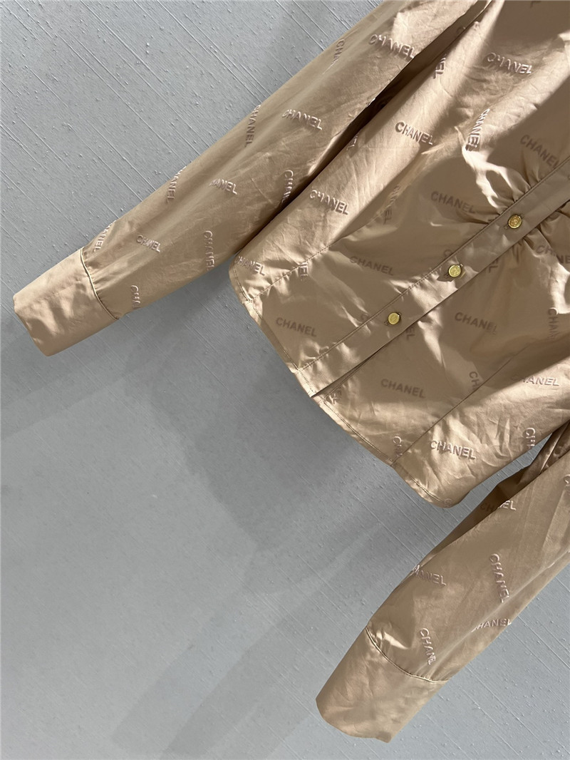 Ch**el flocked logo puff sleeve shirt replica d&g clothing