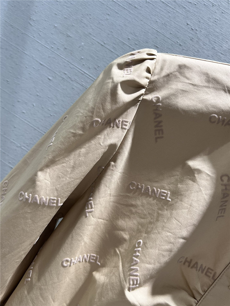 Ch**el flocked logo puff sleeve shirt replica d&g clothing