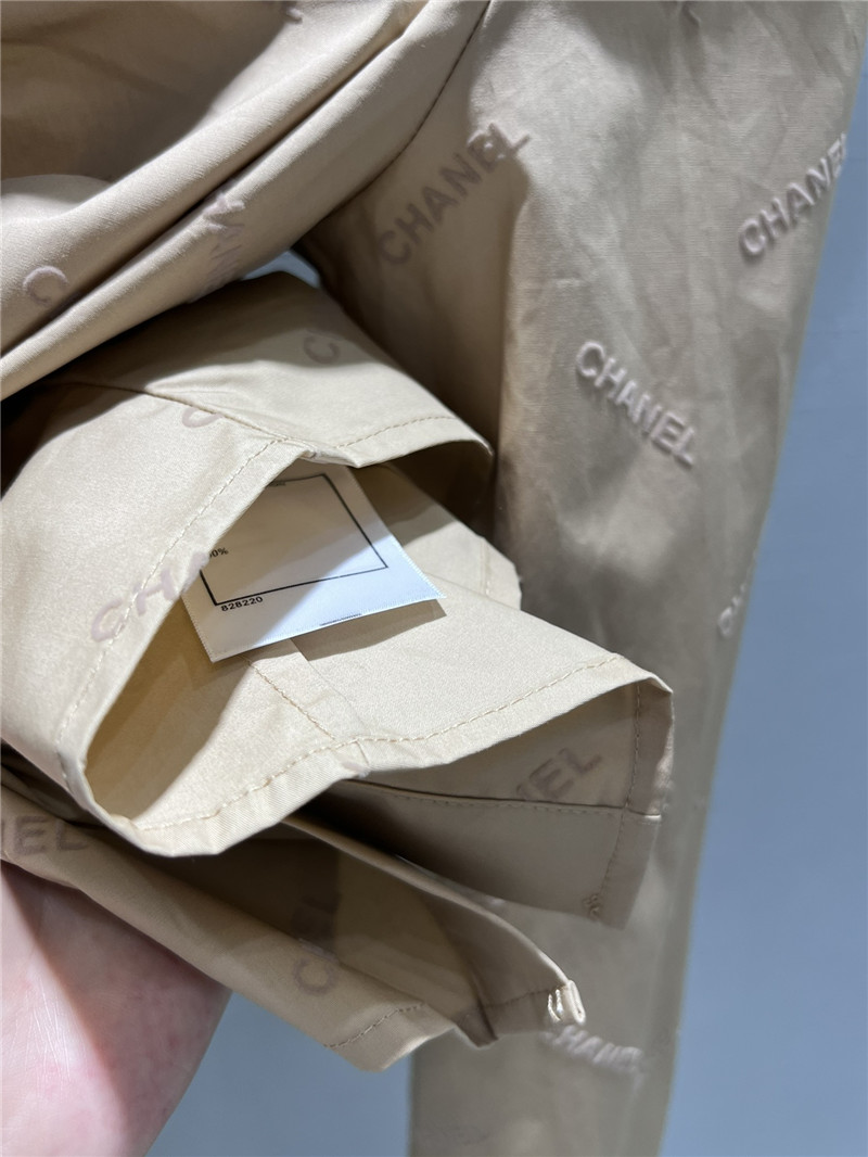 Ch**el flocked logo puff sleeve shirt replica d&g clothing