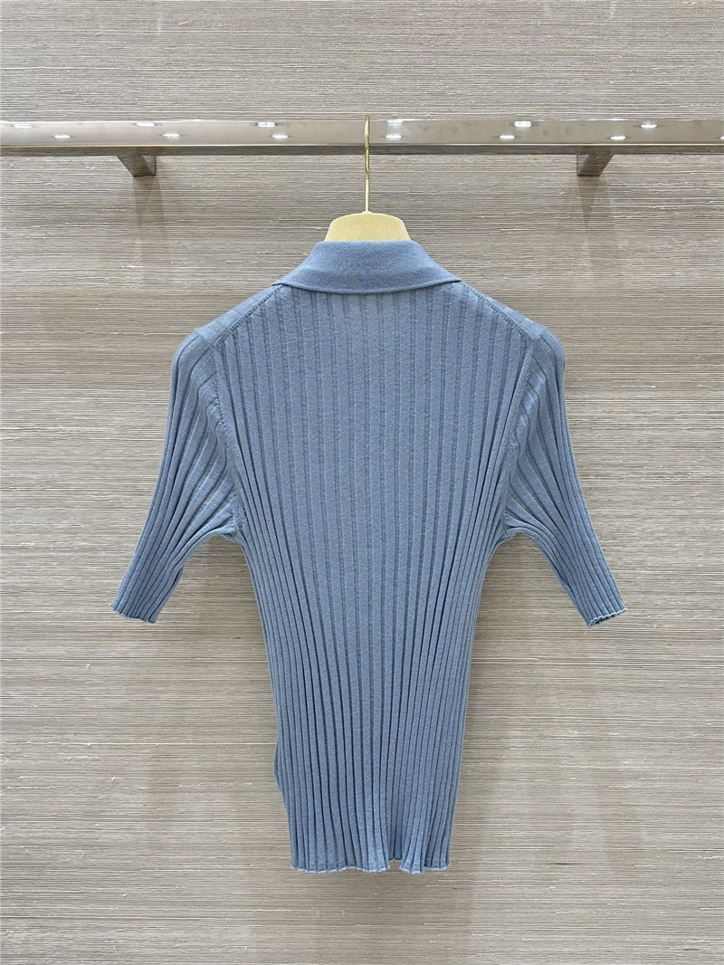 M1um1u slim fit polo collar knit top replicas clothes