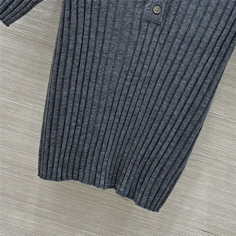 M1um1u slim fit polo collar knit top replicas clothes