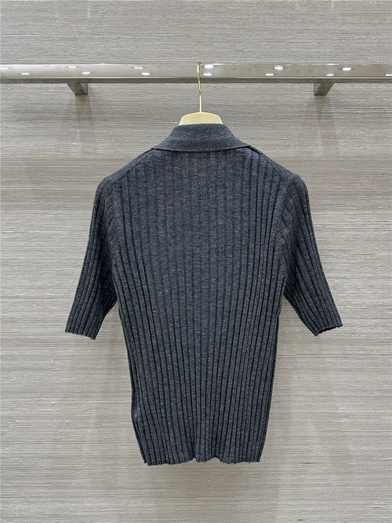 M1um1u slim fit polo collar knit top replicas clothes