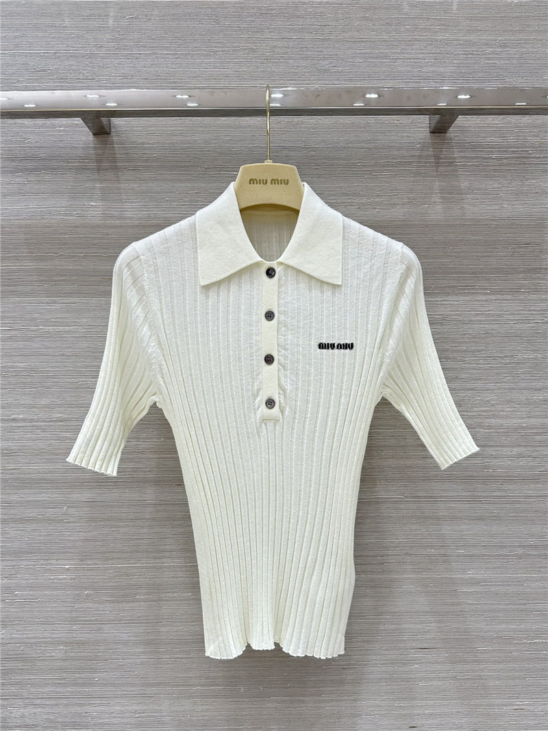 M1um1u slim fit polo collar knit top replicas clothes