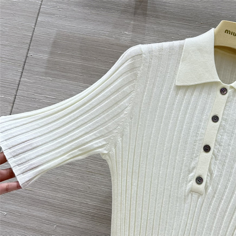 M1um1u slim fit polo collar knit top replicas clothes