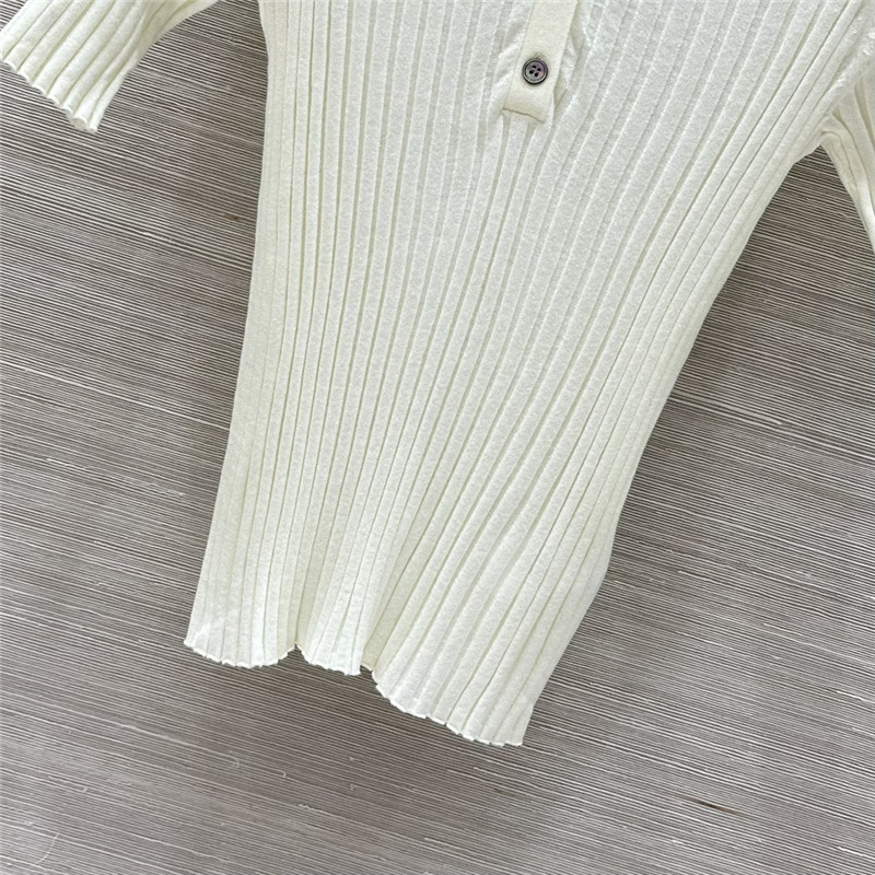 M1um1u slim fit polo collar knit top replicas clothes