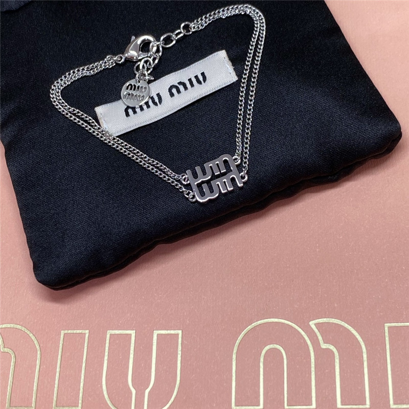 m1um1u full D1am0nd letter double layer bracelet/necklace