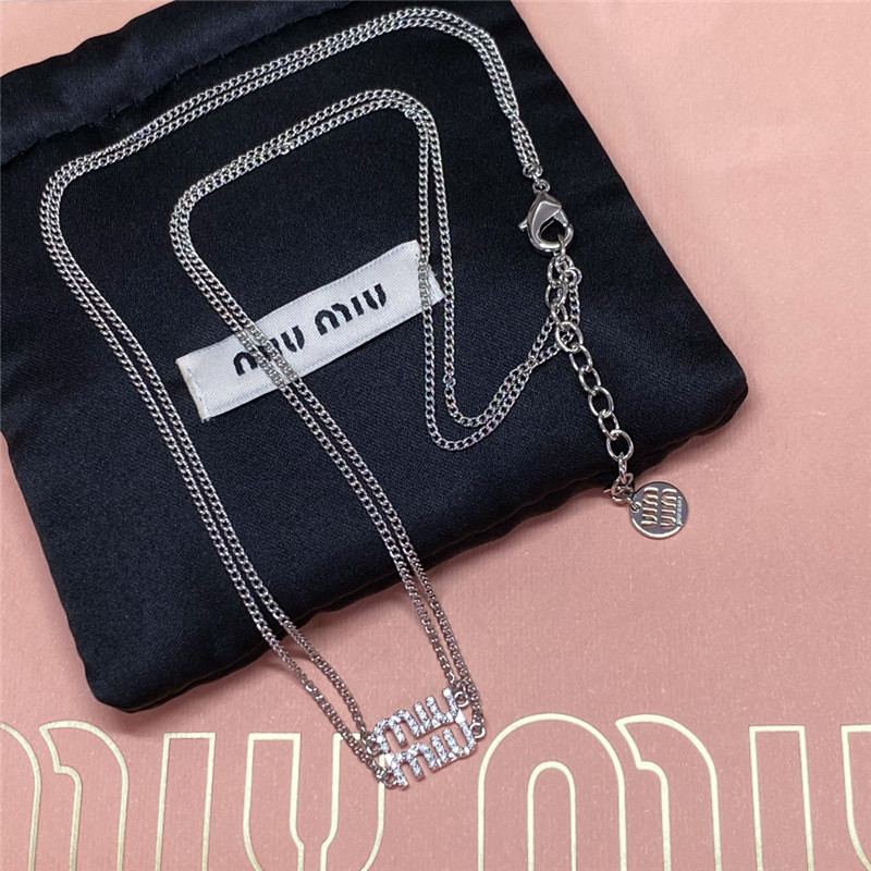 m1um1u full D1am0nd letter double layer bracelet/necklace