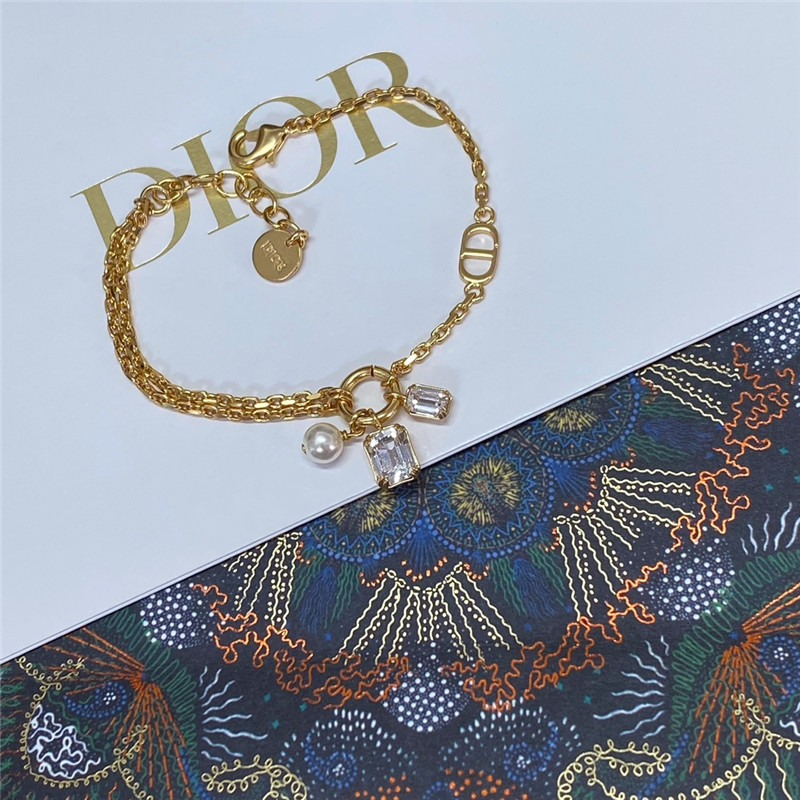 D10r large and small sugar cube pearl chain bracelet