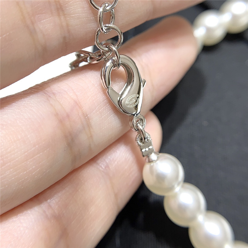 Ch**el cube perfume bottle double c pearl necklace