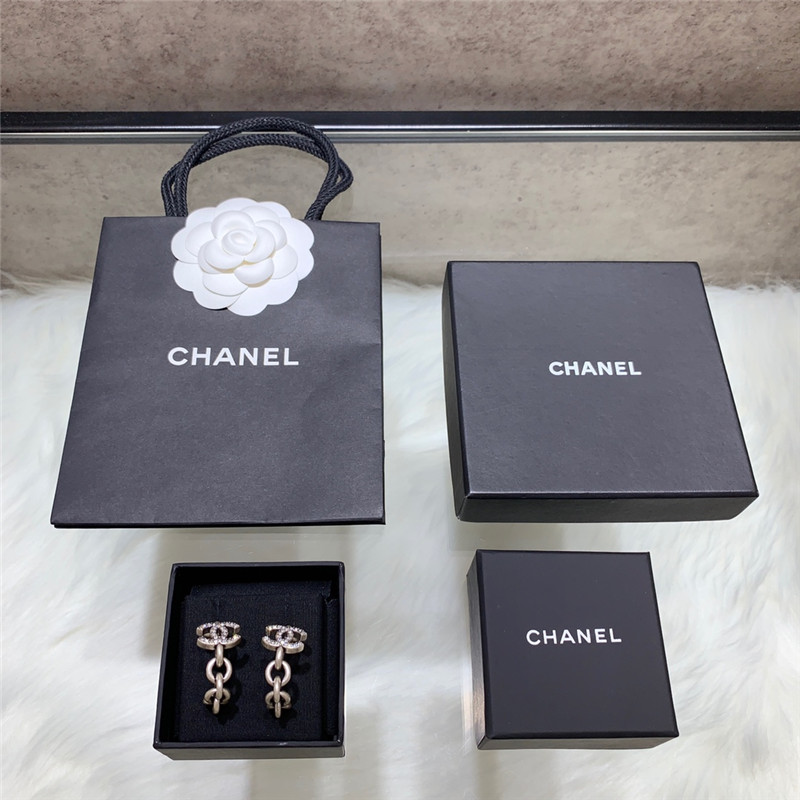 Ch**el double c curved hook hollow small earrings