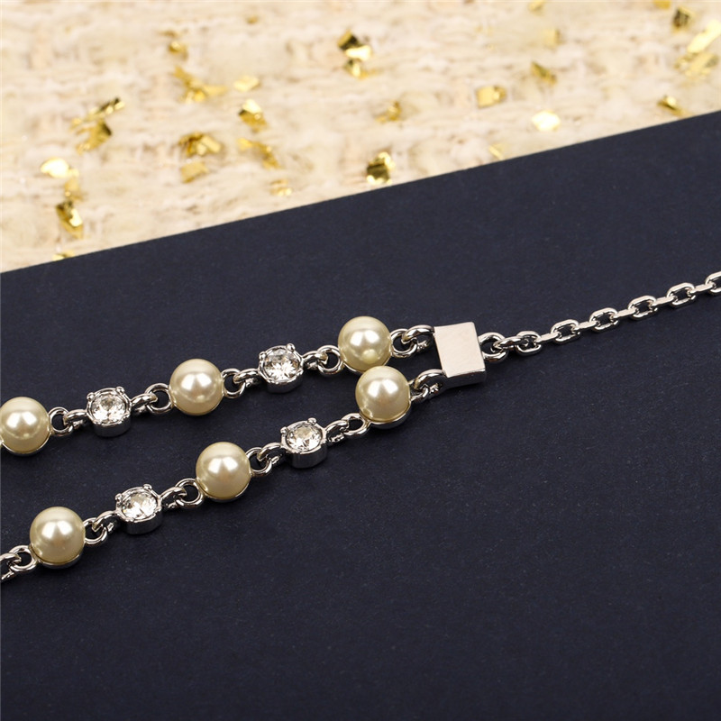 d10r double layer pearl D1am0nd necklace