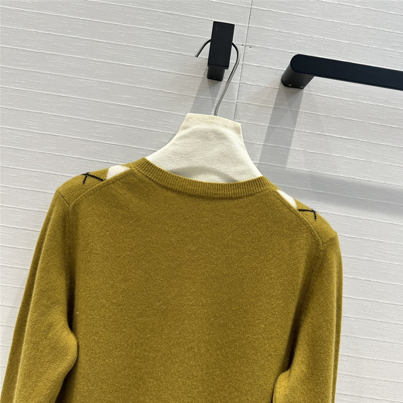 Miu Miu Argyle Long Sleeve Cashmere Cardigan