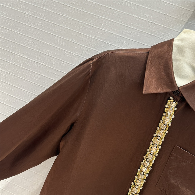 pra*a beaded D1am0nd collar shirt replica clothing sites