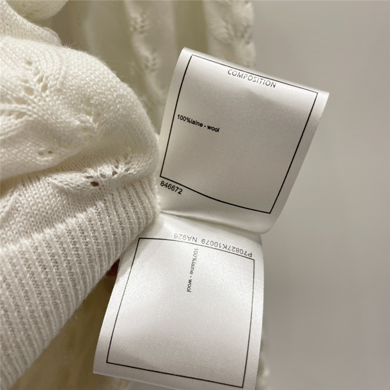 Ch**el hollow round neck wool cardigan replica clothes