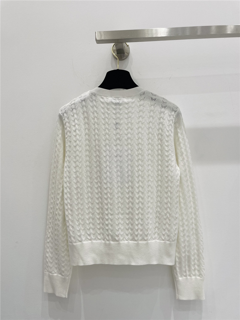 Ch**el hollow round neck wool cardigan replica clothes