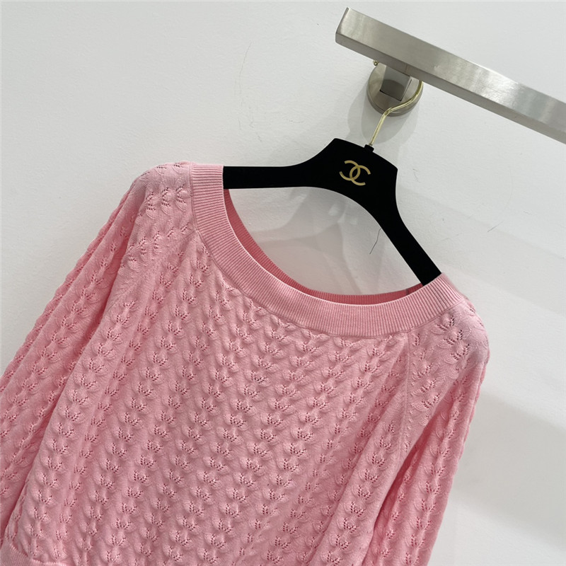 Ch**el hollow round neck wool cardigan replica clothes