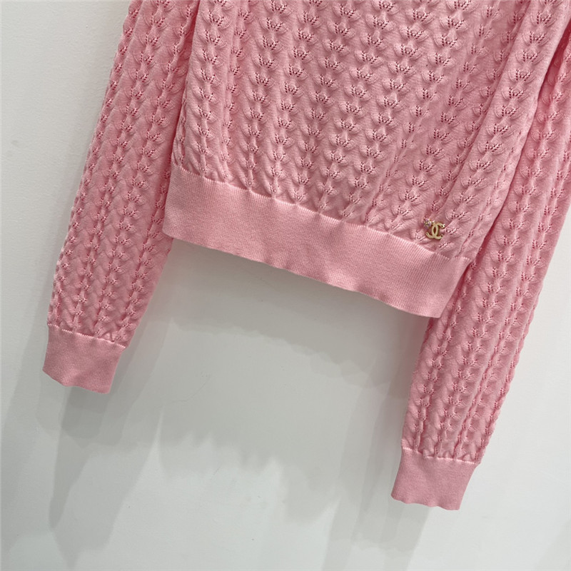 Ch**el hollow round neck wool cardigan replica clothes