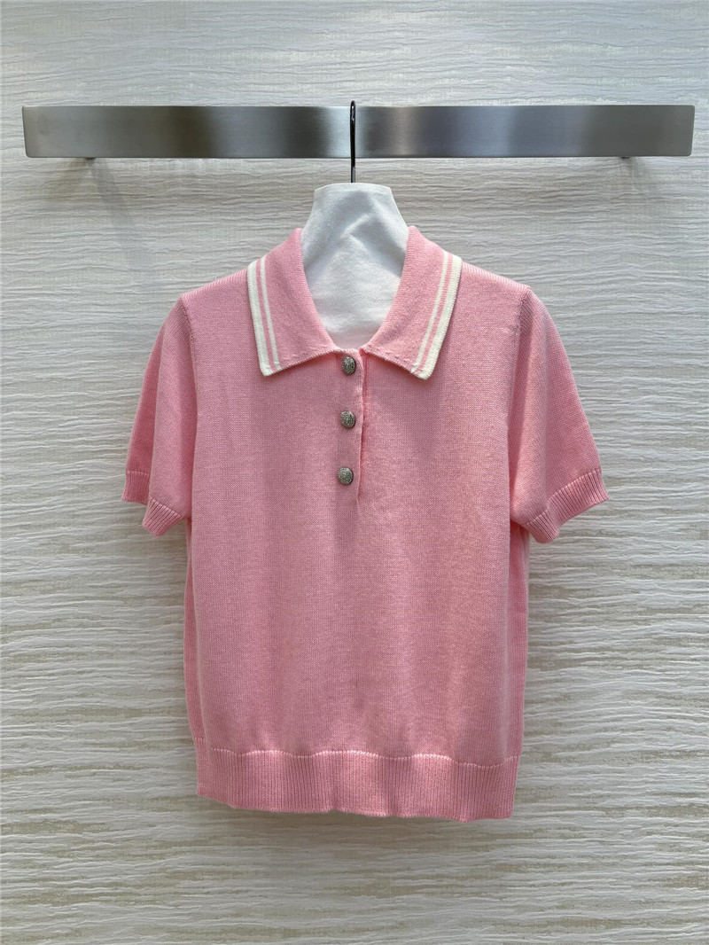 Va1e*ntin0 lapel short sleeve knitted sweater replica clothes