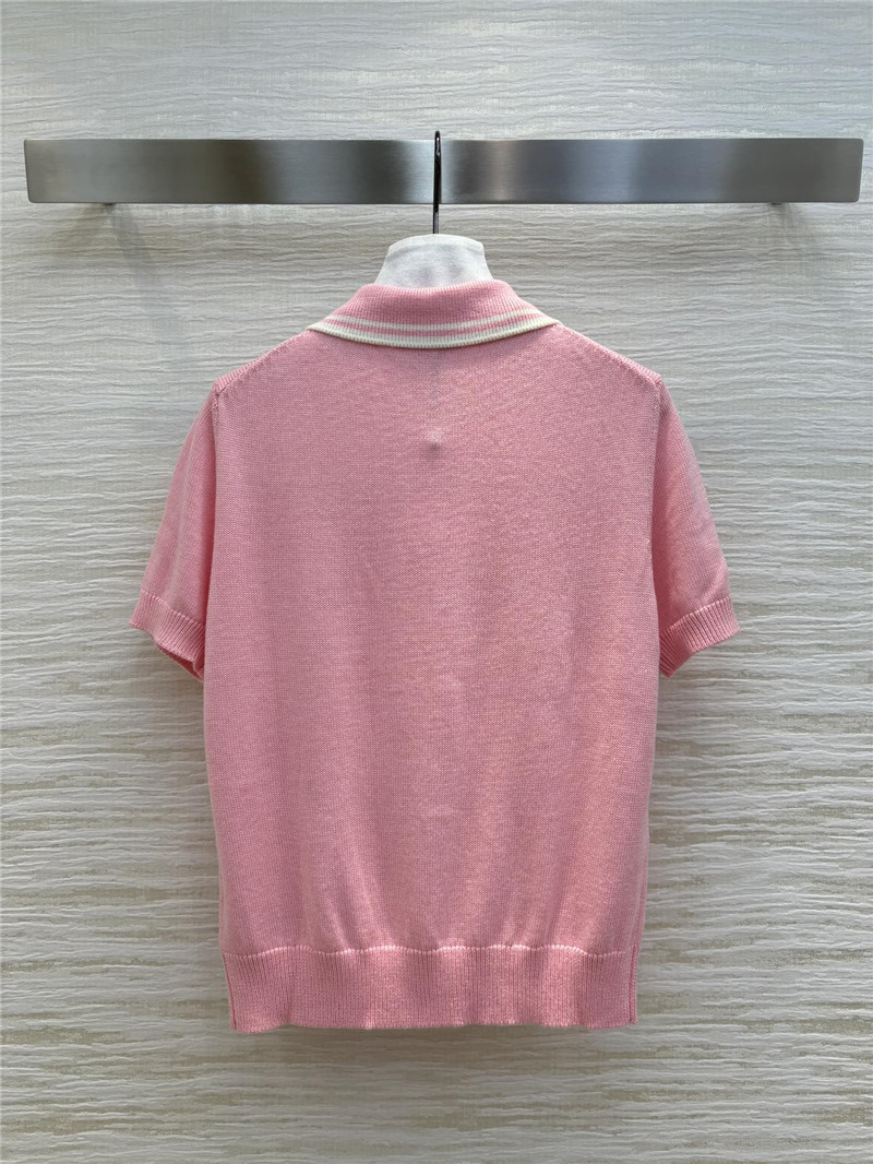 Va1e*ntin0 lapel short sleeve knitted sweater replica clothes