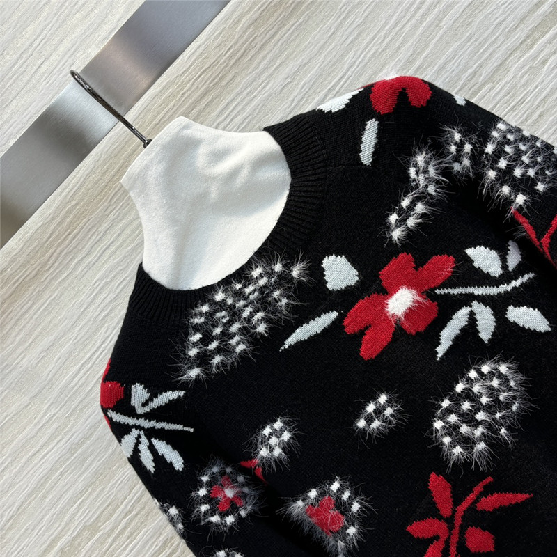 Ch**el floral jacquard pattern knitted sweater replica clothing