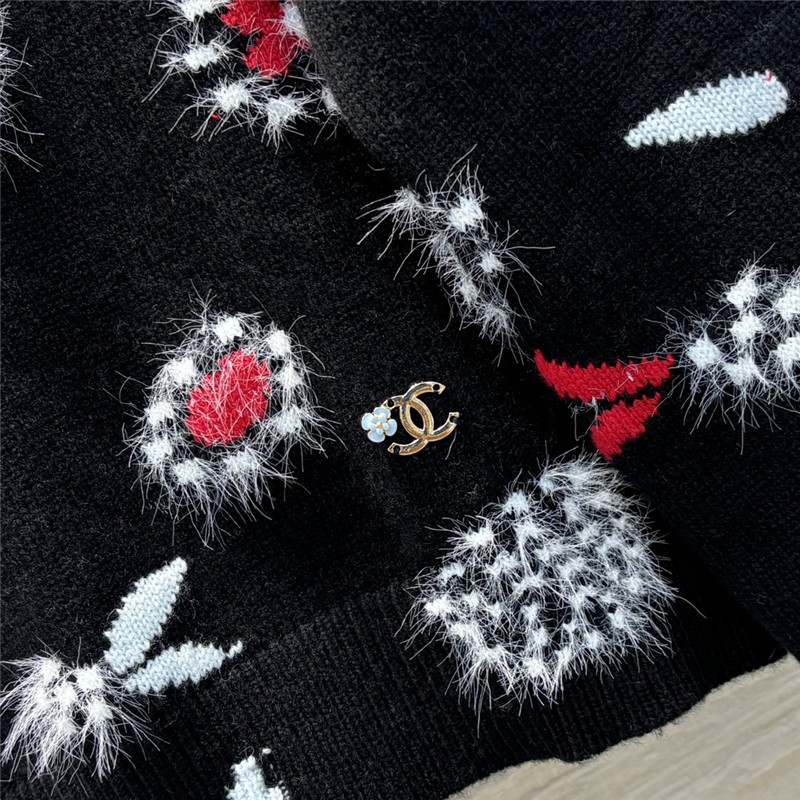 Ch**el floral jacquard pattern knitted sweater replica clothing