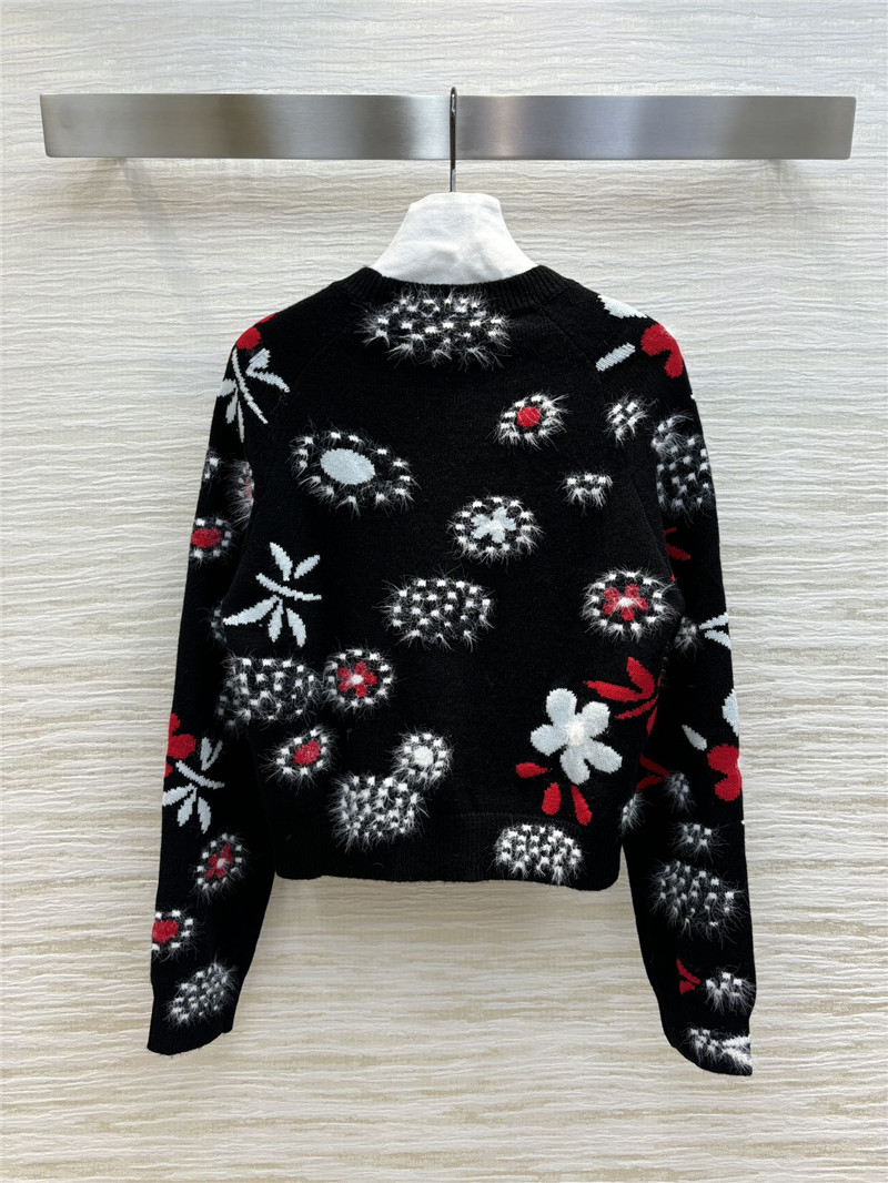Ch**el floral jacquard pattern knitted sweater replica clothing